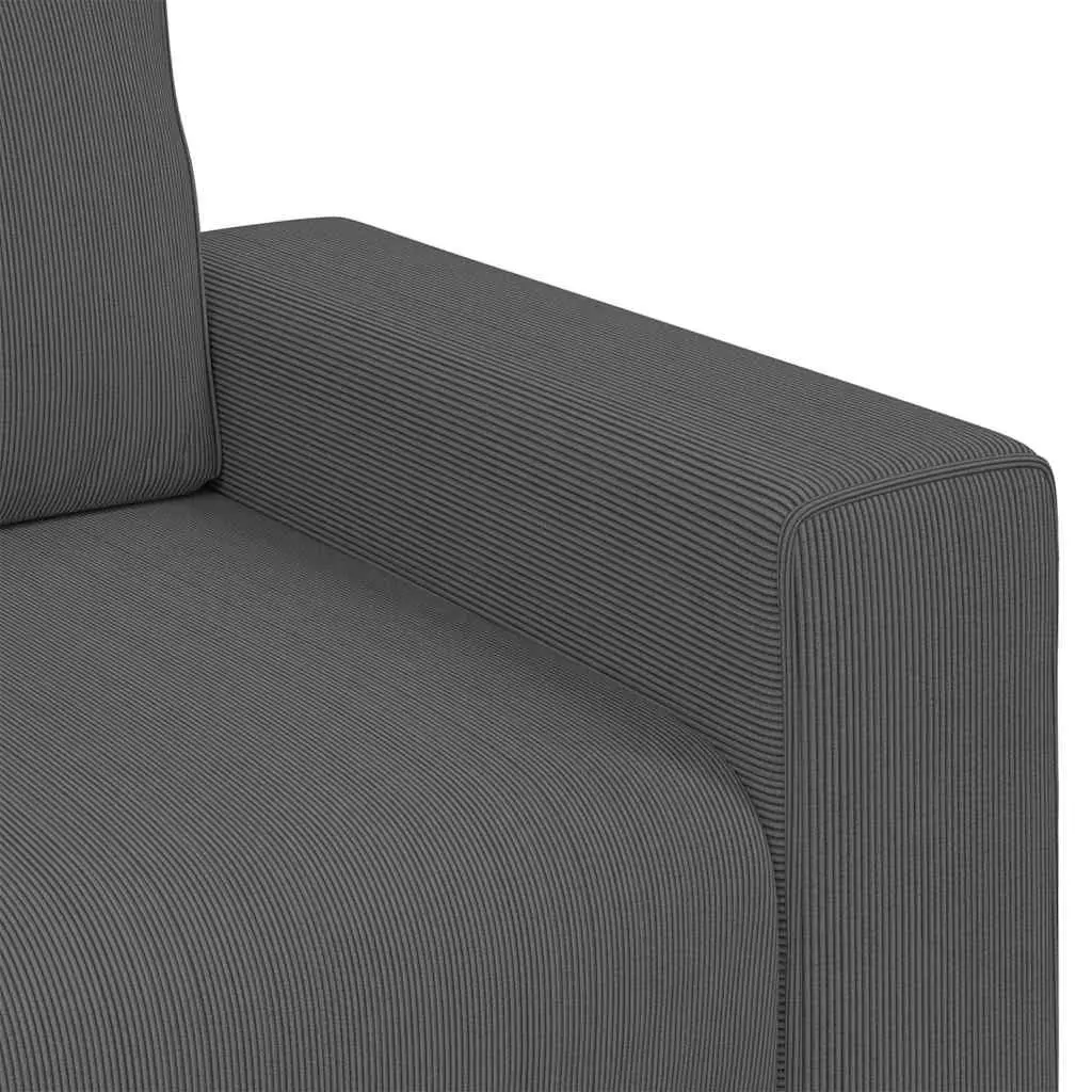 Loveseat Sofa Corduroy Grey 180x77x82cm Padded Seating