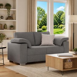 Loveseat Sofa 160cm Modern Fabric Couch Grey Living Room Furniture Sleek Design