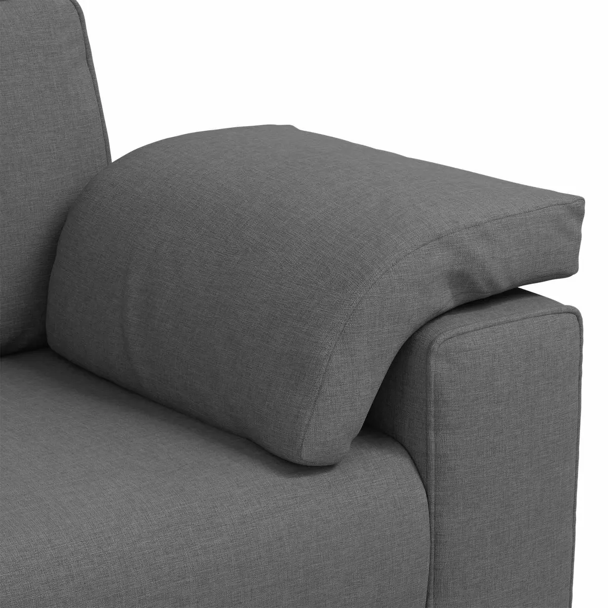 3-Seater Sofa Grey Fabric 220cm Modern Living Room Couch Armrest Lounge Seat