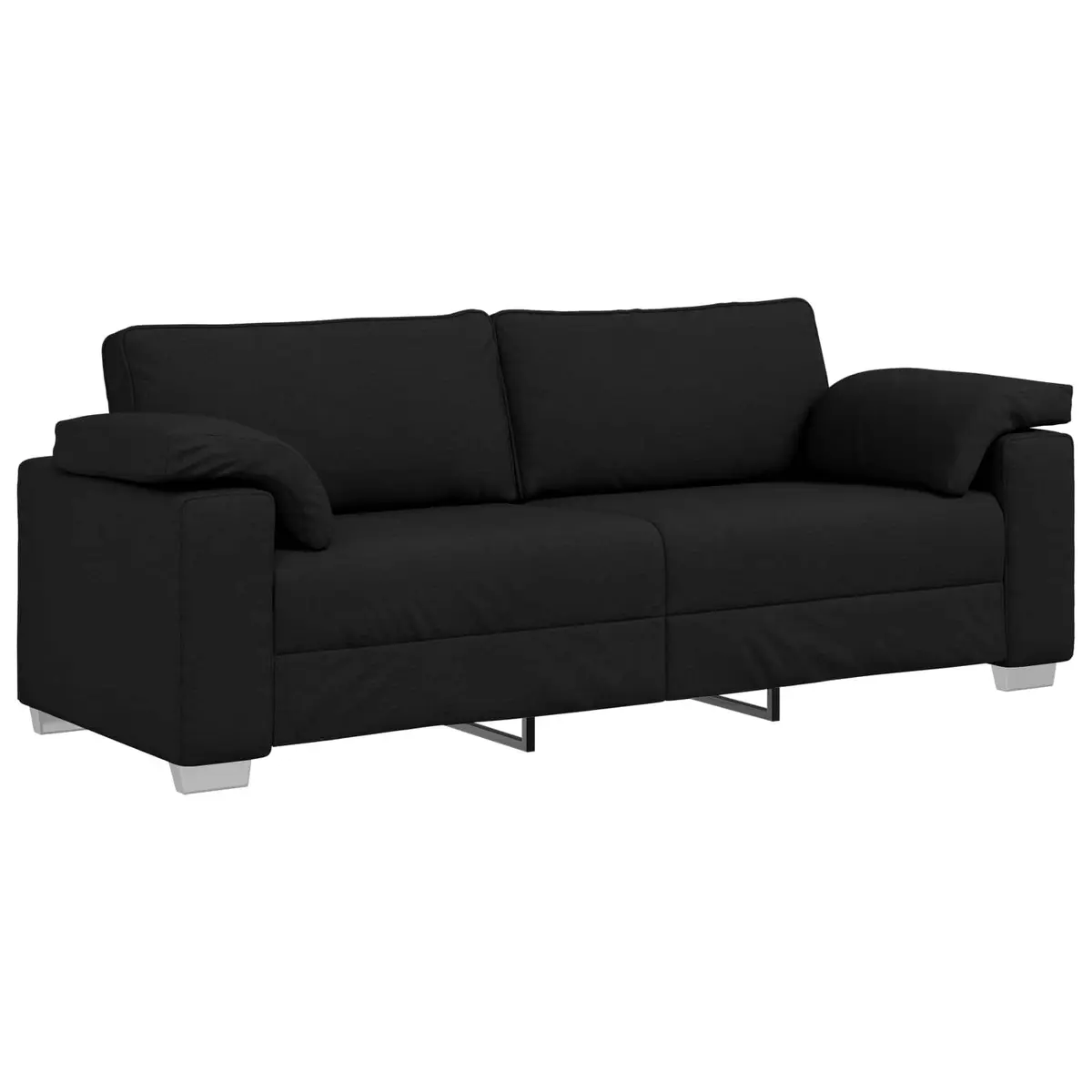 3-Seater Sofa Black 220cm Modern Living Room Couch Fabric Lounge Furniture