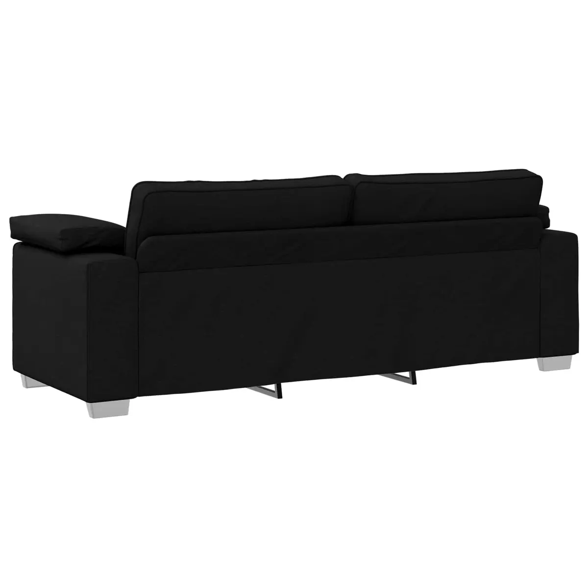 3-Seater Sofa Black 220cm Modern Living Room Couch Fabric Lounge Furniture