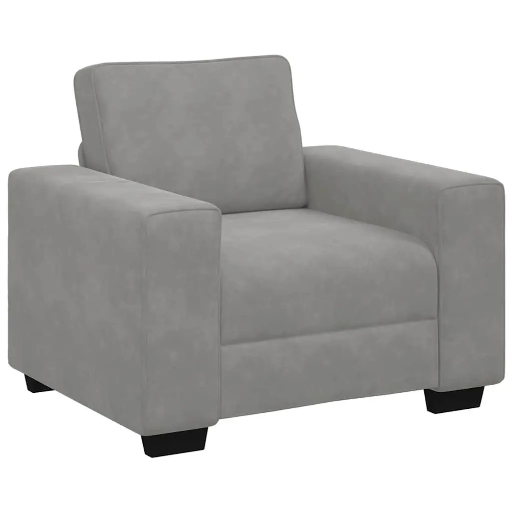 Sofa Chair Light Grey Velvet Lounge Seat Padded Armchair Living Room Furniture