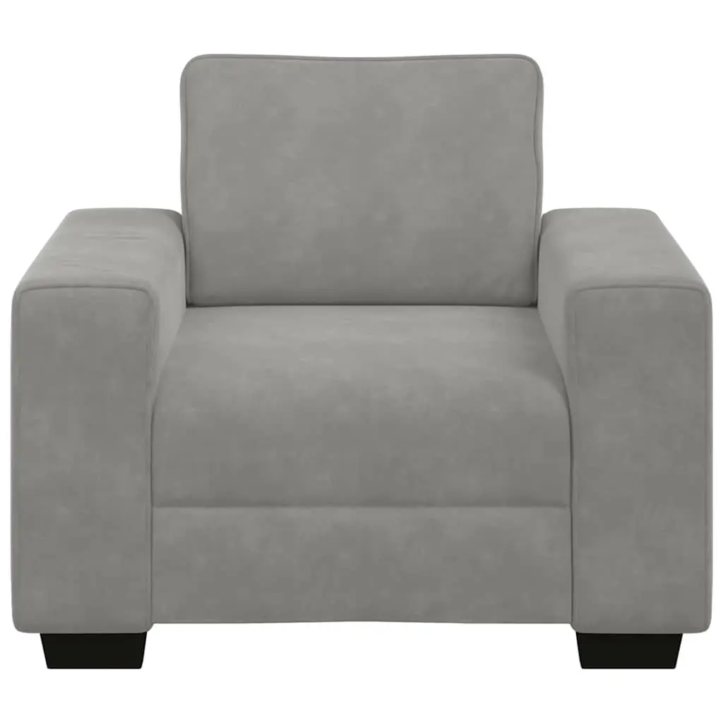 Sofa Chair Light Grey Velvet Lounge Seat Padded Armchair Living Room Furniture
