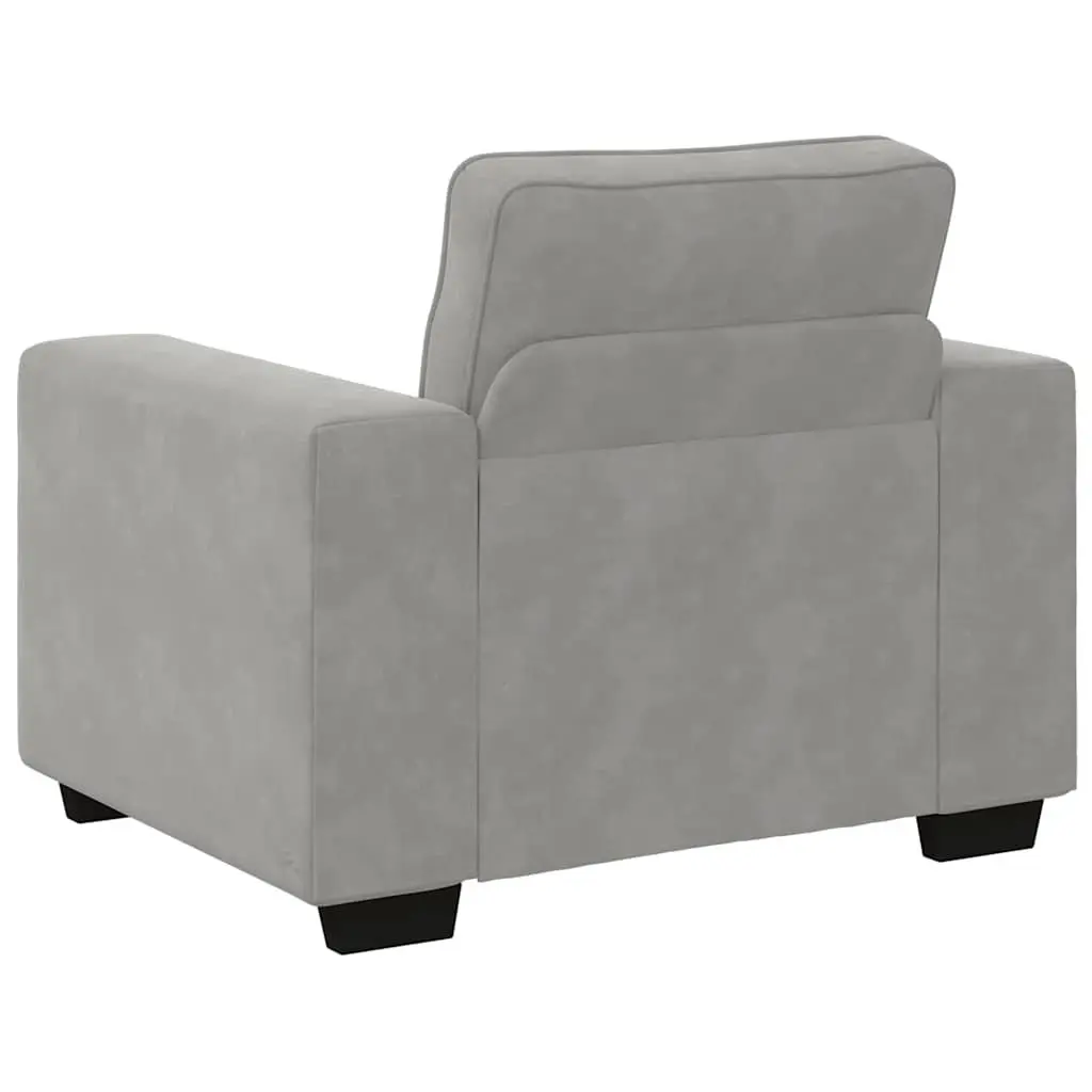 Sofa Chair Light Grey Velvet Lounge Seat Padded Armchair Living Room Furniture