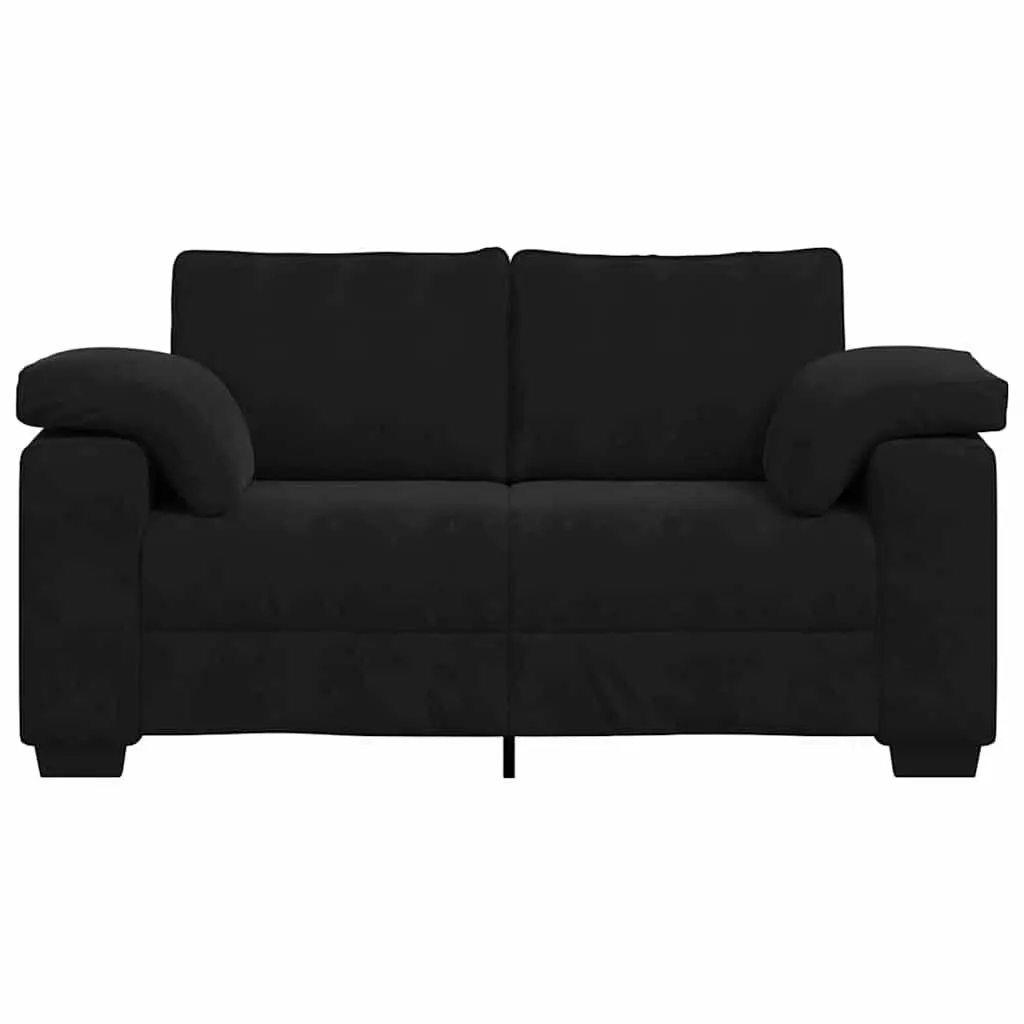 Two Seater Sofa Velvet Black 160x77x82cm Modern Loveseat for Relaxation