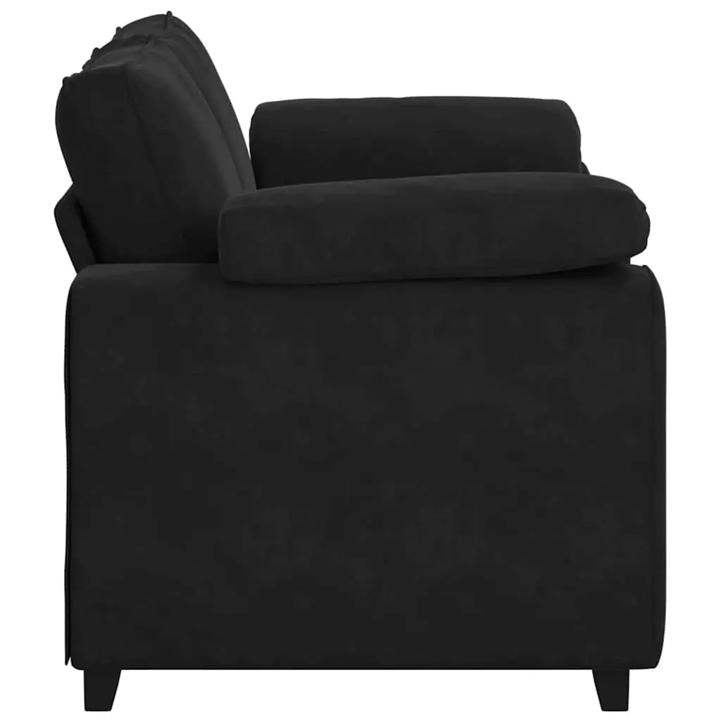 Two Seater Sofa Velvet Black 160x77x82cm Modern Loveseat for Relaxation