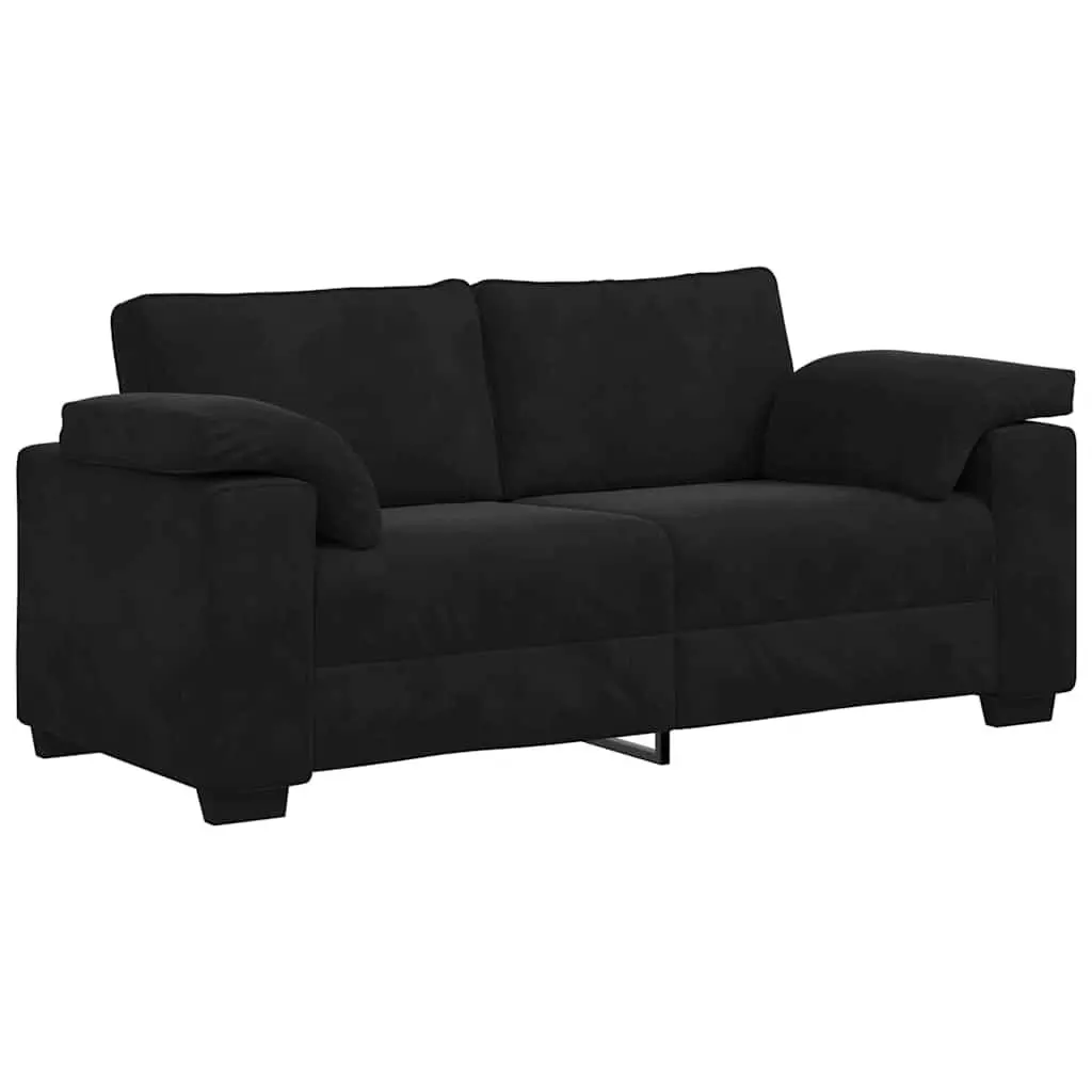 Loveseat Sofa Black Velvet 2 Seater Couch 180x77x82cm Living Room Bedroom Study