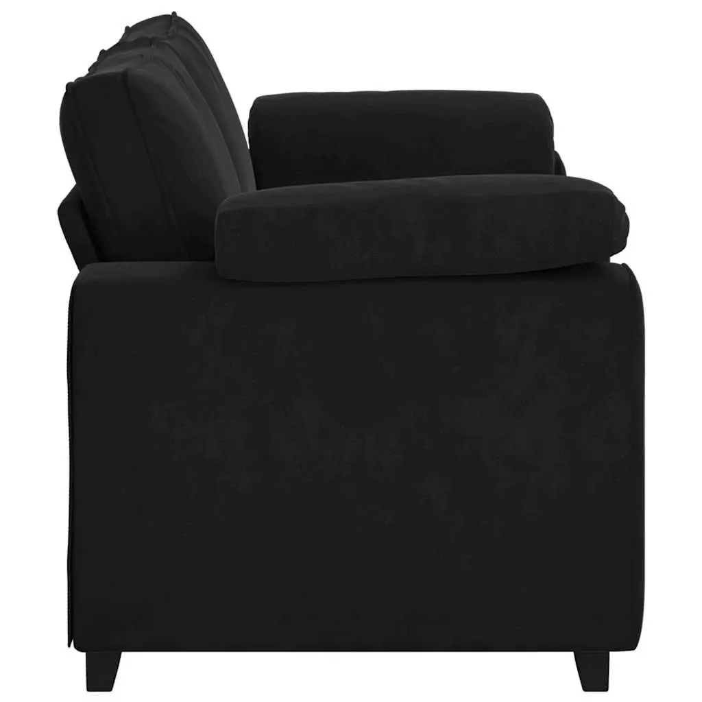 Loveseat Sofa Black Velvet 2 Seater Couch 180x77x82cm Living Room Bedroom Study