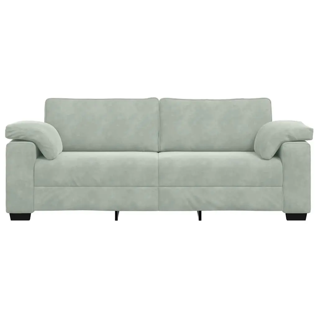 3-Seater Sofa Grey Velvet Lounge Couch Living Room Furniture Relaxation Seating