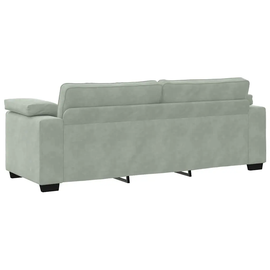 3-Seater Sofa Grey Velvet Lounge Couch Living Room Furniture Relaxation Seating