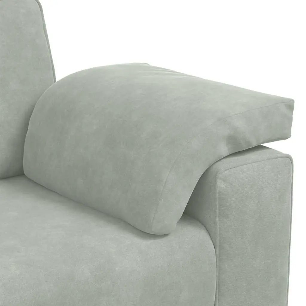 3-Seater Sofa Grey Velvet Lounge Couch Living Room Furniture Relaxation Seating