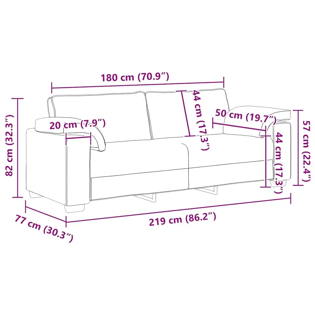 3-Seater Sofa Black Velvet Living Room Furniture Relaxation Couch Padded Seat