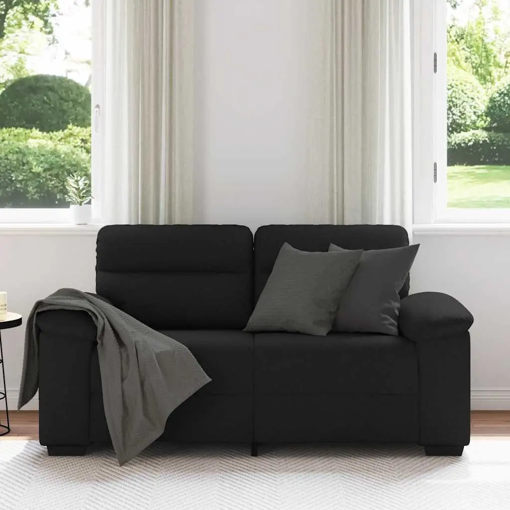 2-Seater Sofa Black Fabric Living Room Lounge Couch Armrests 160x81x84 cm