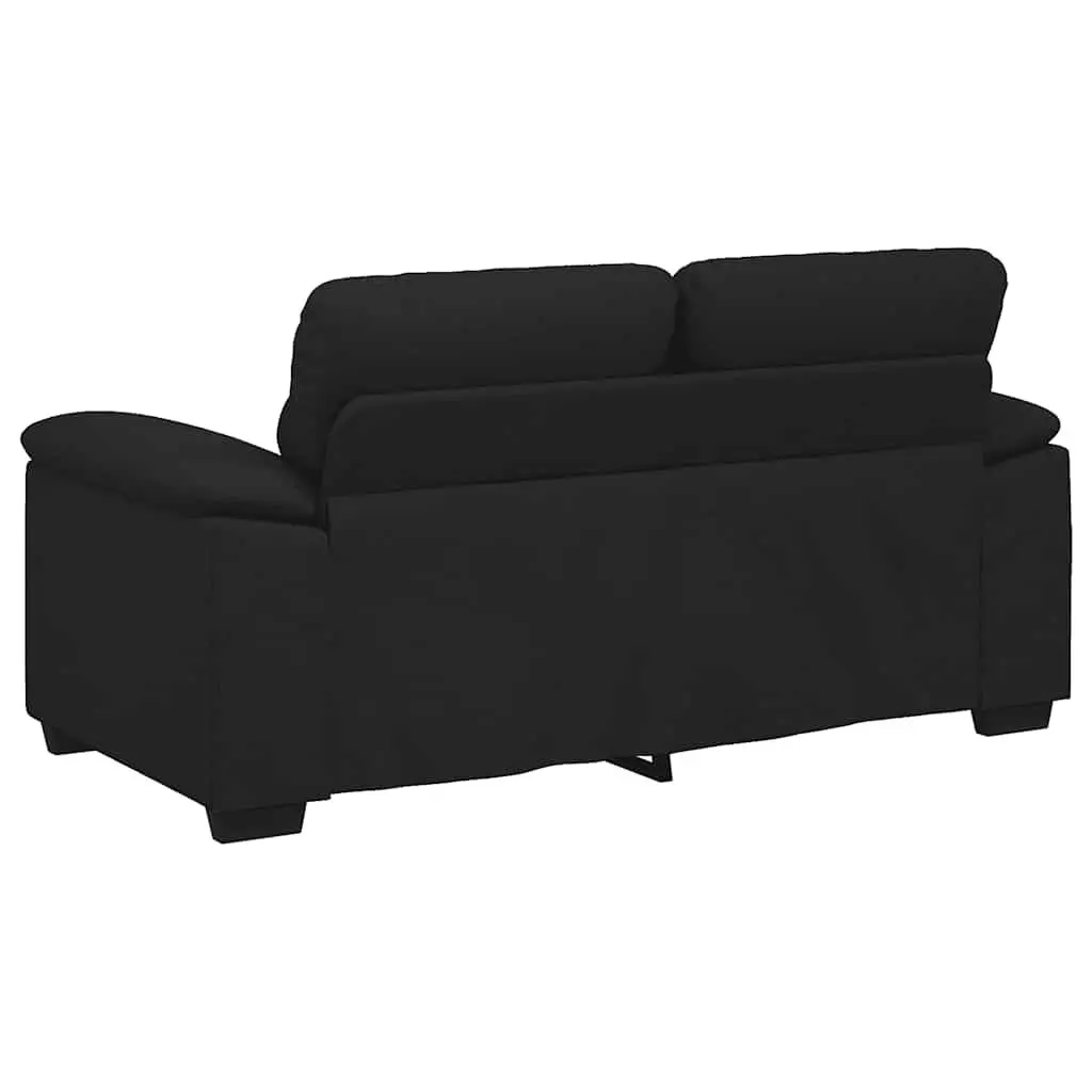 2-Seater Sofa Black Fabric Living Room Lounge Couch Armrests 160x81x84 cm