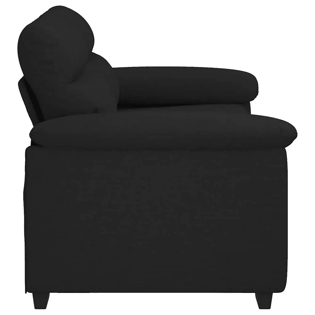 2-Seater Sofa Black Fabric Living Room Lounge Couch Armrests 160x81x84 cm