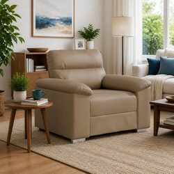 Practical Brown Faux Leather Sofa Chair for Any Room
