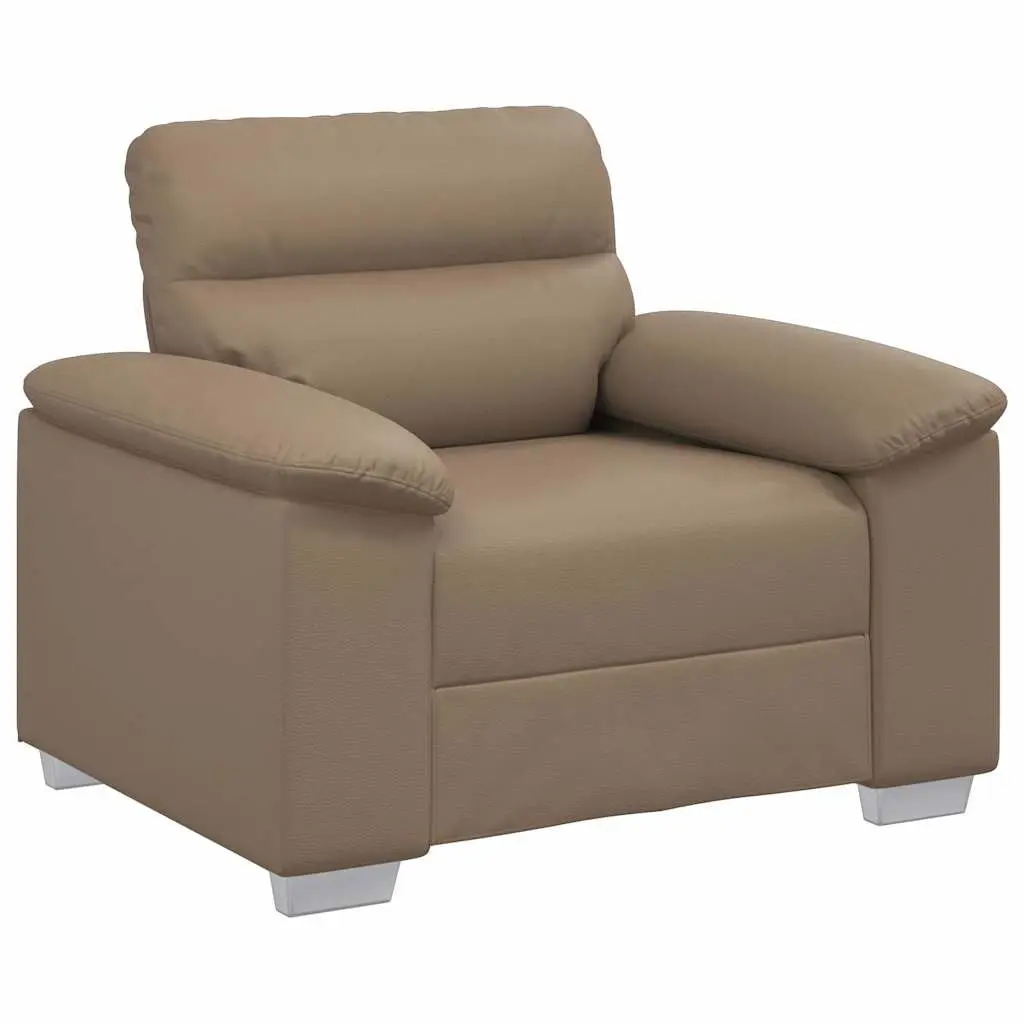 Sofa Chair Wide Armrests Faux Leather Brown Thickly Padded Living Room Furniture 100x81x84cm Wooden and Metal Frame