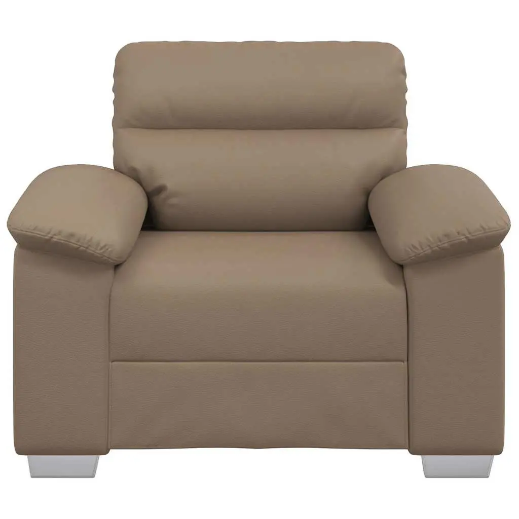 Sofa Chair Wide Armrests Faux Leather Brown Thickly Padded Living Room Furniture 100x81x84cm Wooden and Metal Frame