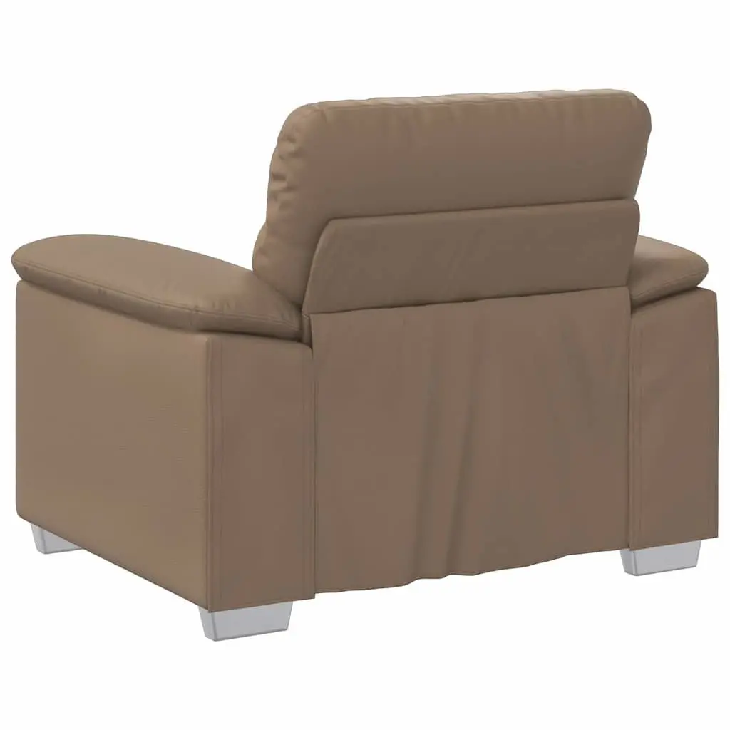 Sofa Chair Wide Armrests Faux Leather Brown Thickly Padded Living Room Furniture 100x81x84cm Wooden and Metal Frame
