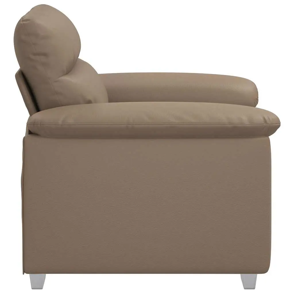 Sofa Chair Wide Armrests Faux Leather Brown Thickly Padded Living Room Furniture 100x81x84cm Wooden and Metal Frame