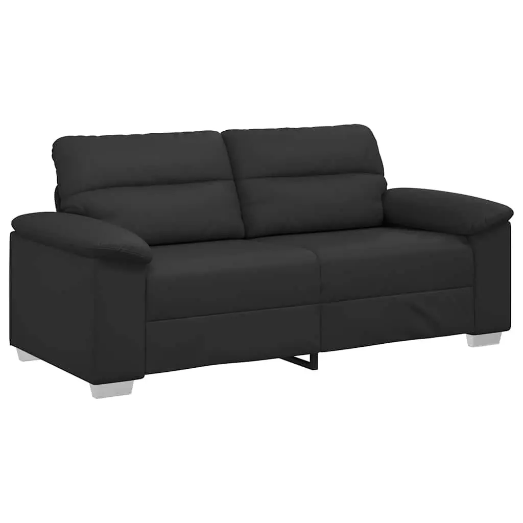 2-Seater Sofa Faux Leather Black Wooden and Metal Frame