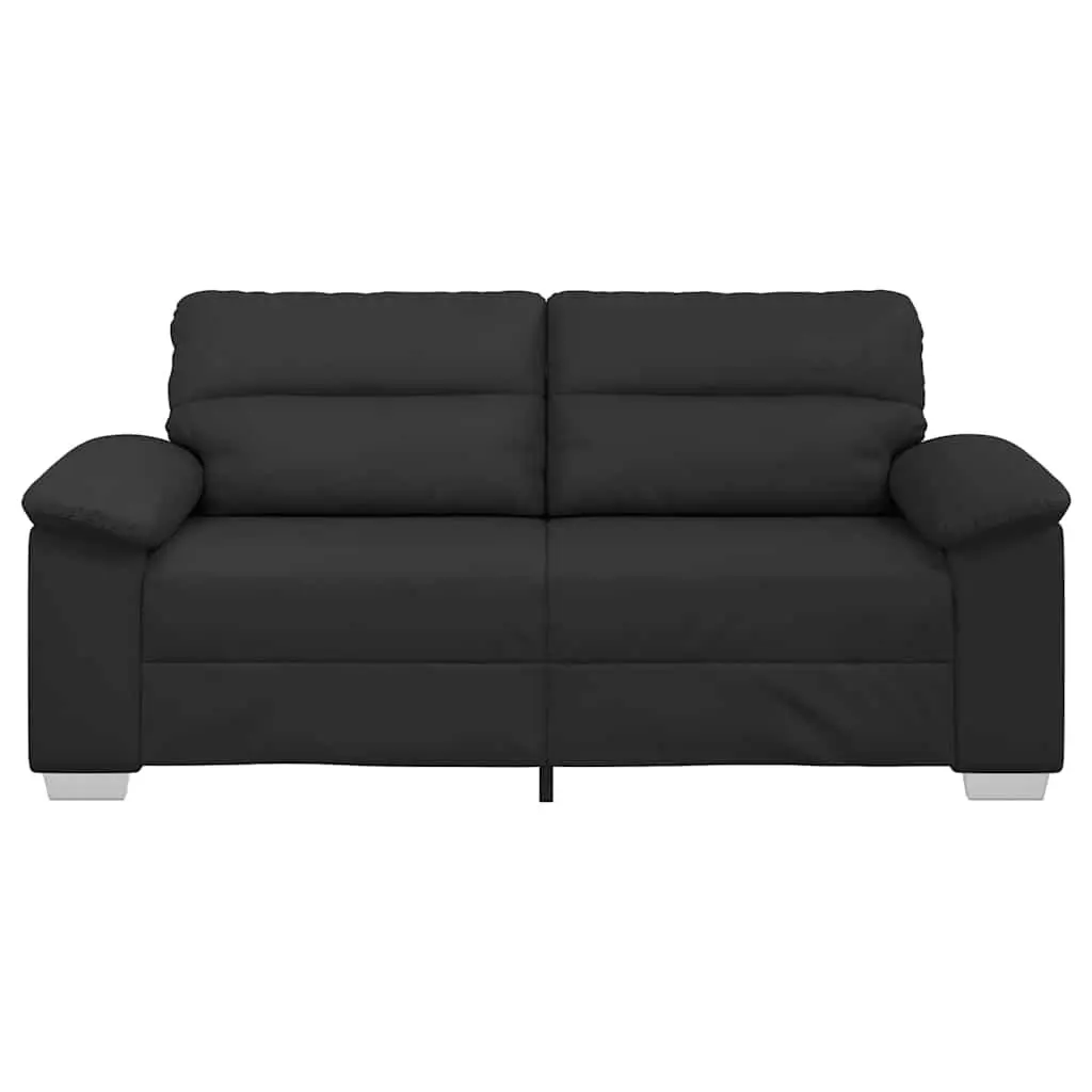 2-Seater Sofa Faux Leather Black Wooden and Metal Frame