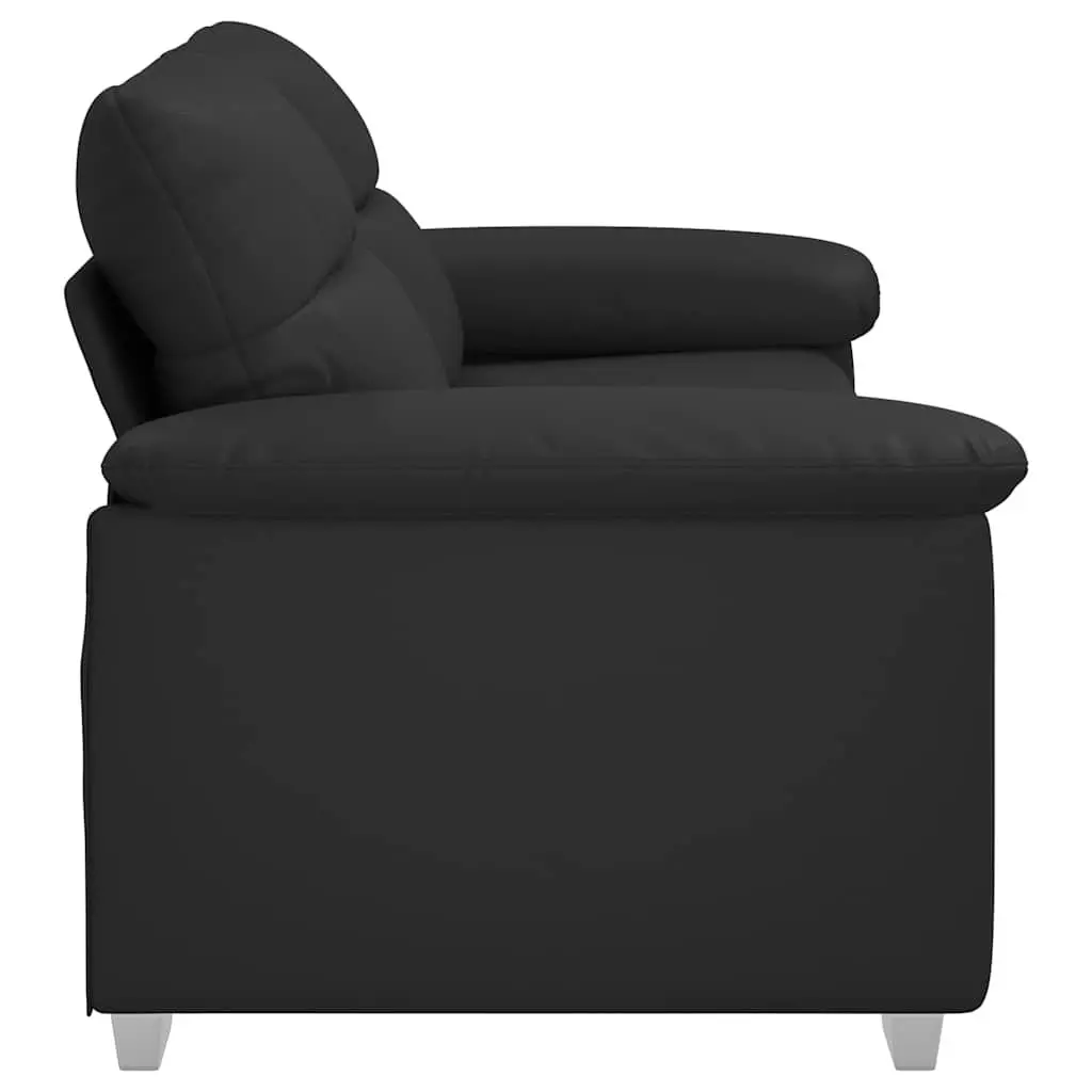 2-Seater Sofa Faux Leather Black Wooden and Metal Frame