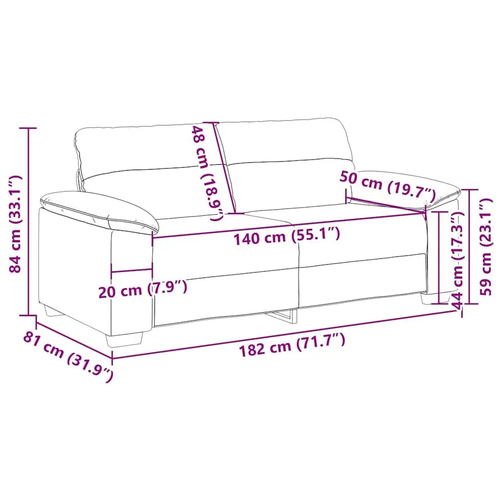 2-Seater Sofa Faux Leather Black Wooden and Metal Frame