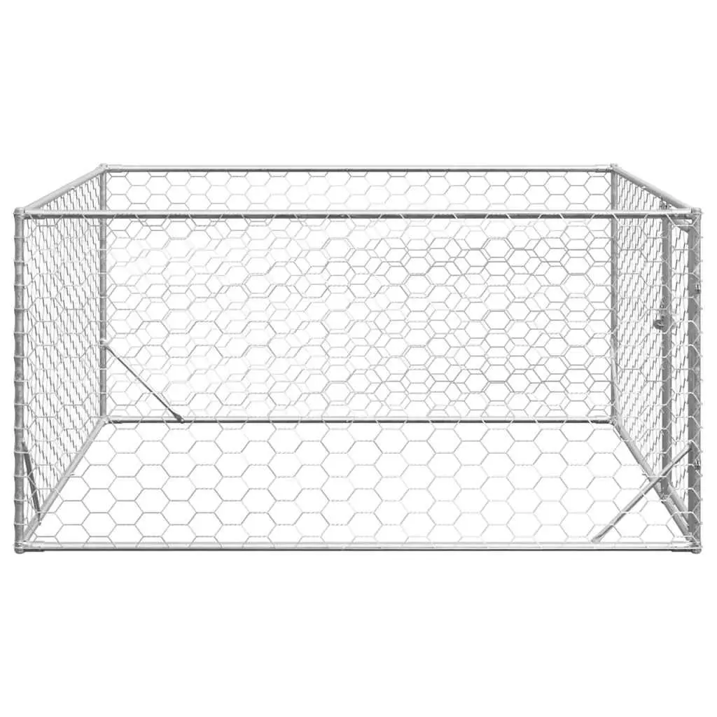 Outdoor Dog Kennel 2x2x1m Galvanised Steel Cage Secure Door Mesh Enclosure