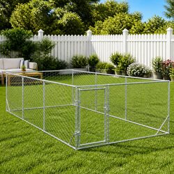 Outdoor Dog Kennel 2x4x1m Galvanised Steel Hexagonal Mesh Secure Lockable Door