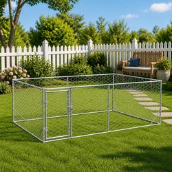 Outdoor Dog Kennel with Door 3x2x1m Galvanised Steel Hexagonal Mesh Pet Cage