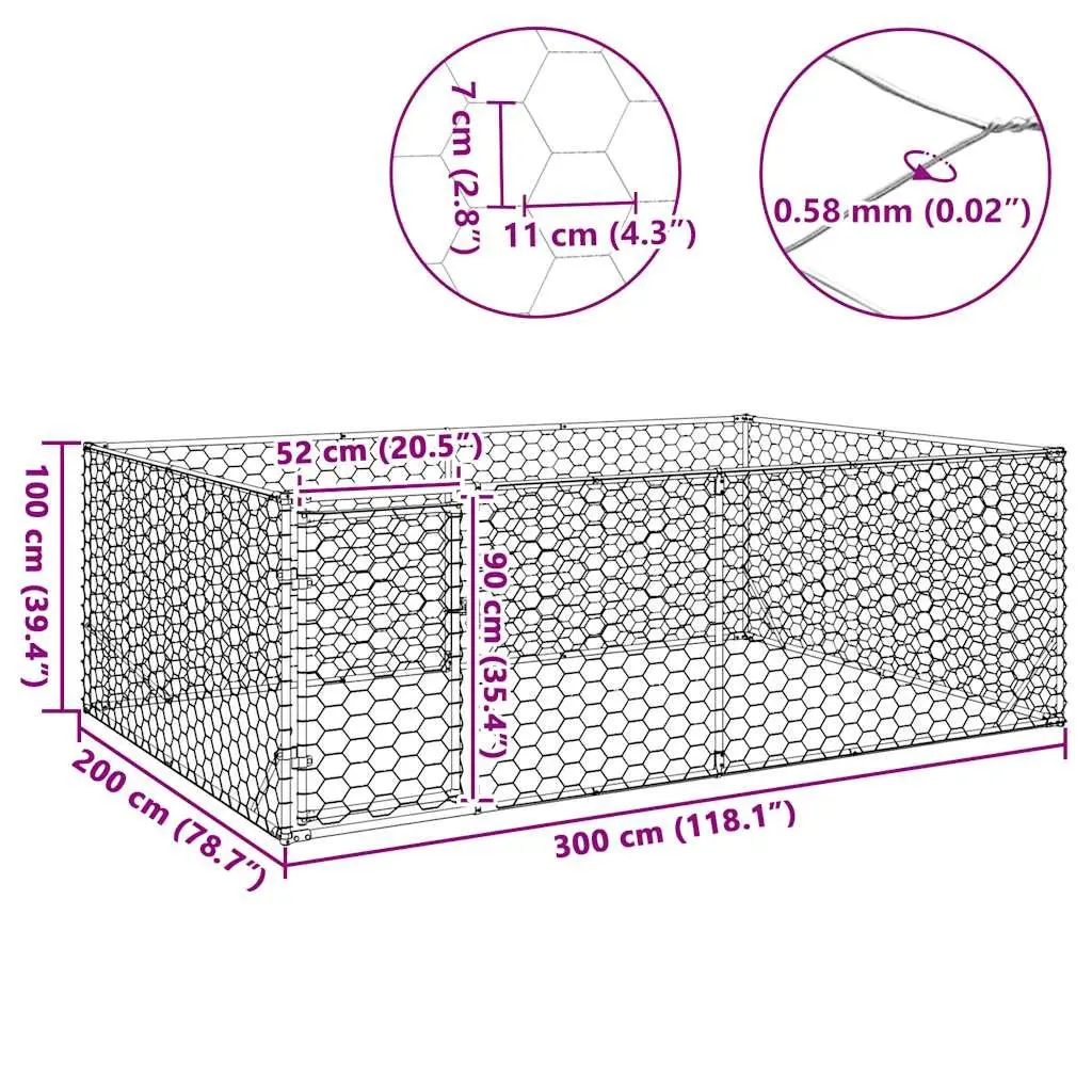 Outdoor Dog Kennel for Home Use 3x2x1m