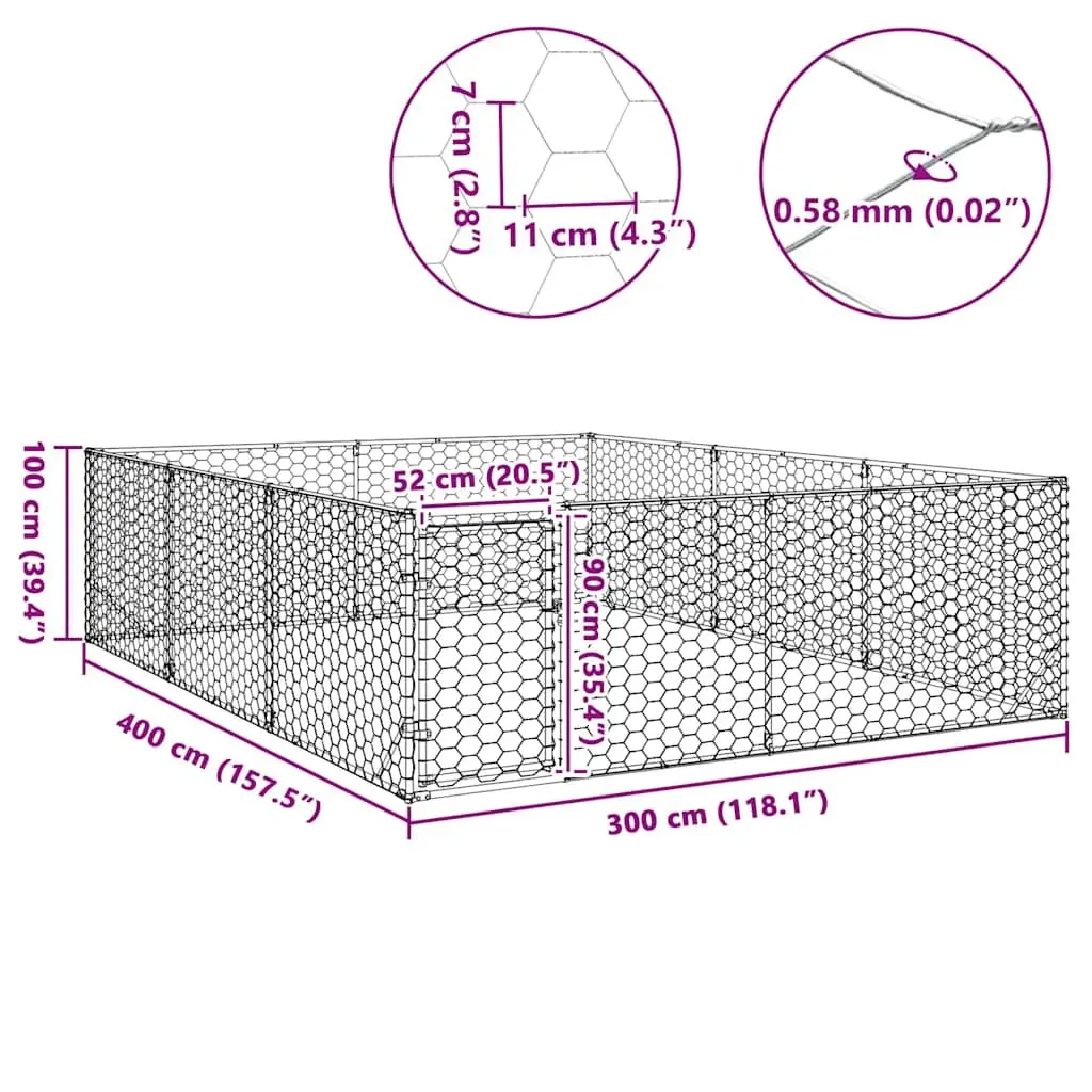 3x4x1m Dog Kennel for Outdoor Use