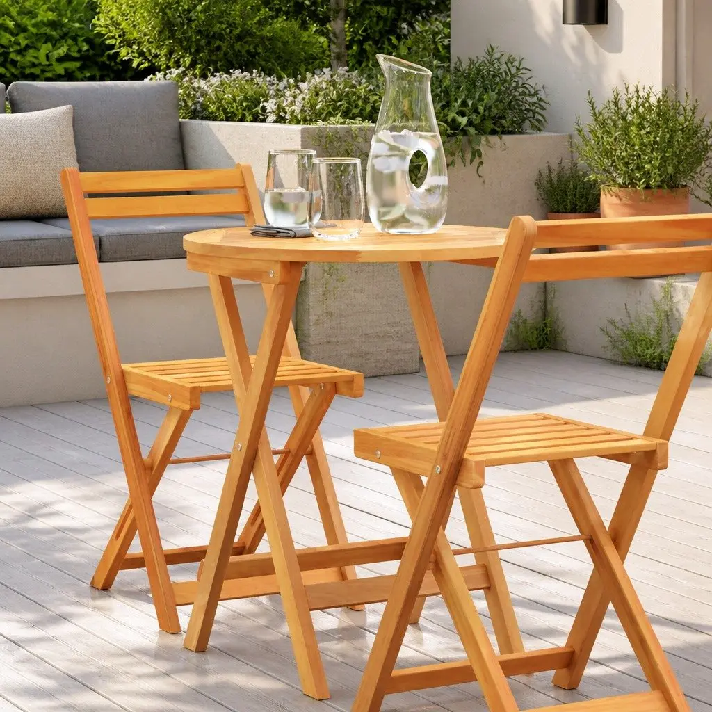 Outdoor Folding Table Solid Acacia Wood 60x60x72cm Brown Garden Dining