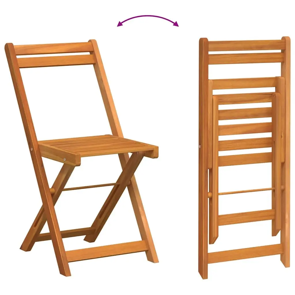 Garden Dining Set Acacia Wood 3 Piece Outdoor Table and Chairs Brown