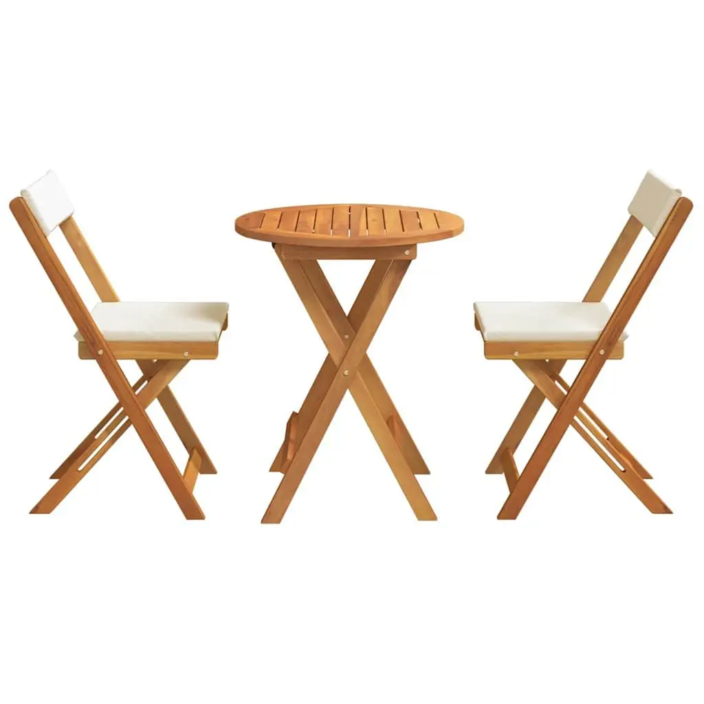 Garden Dining Set Acacia Wood 3 Piece Outdoor Table and Chairs Brown