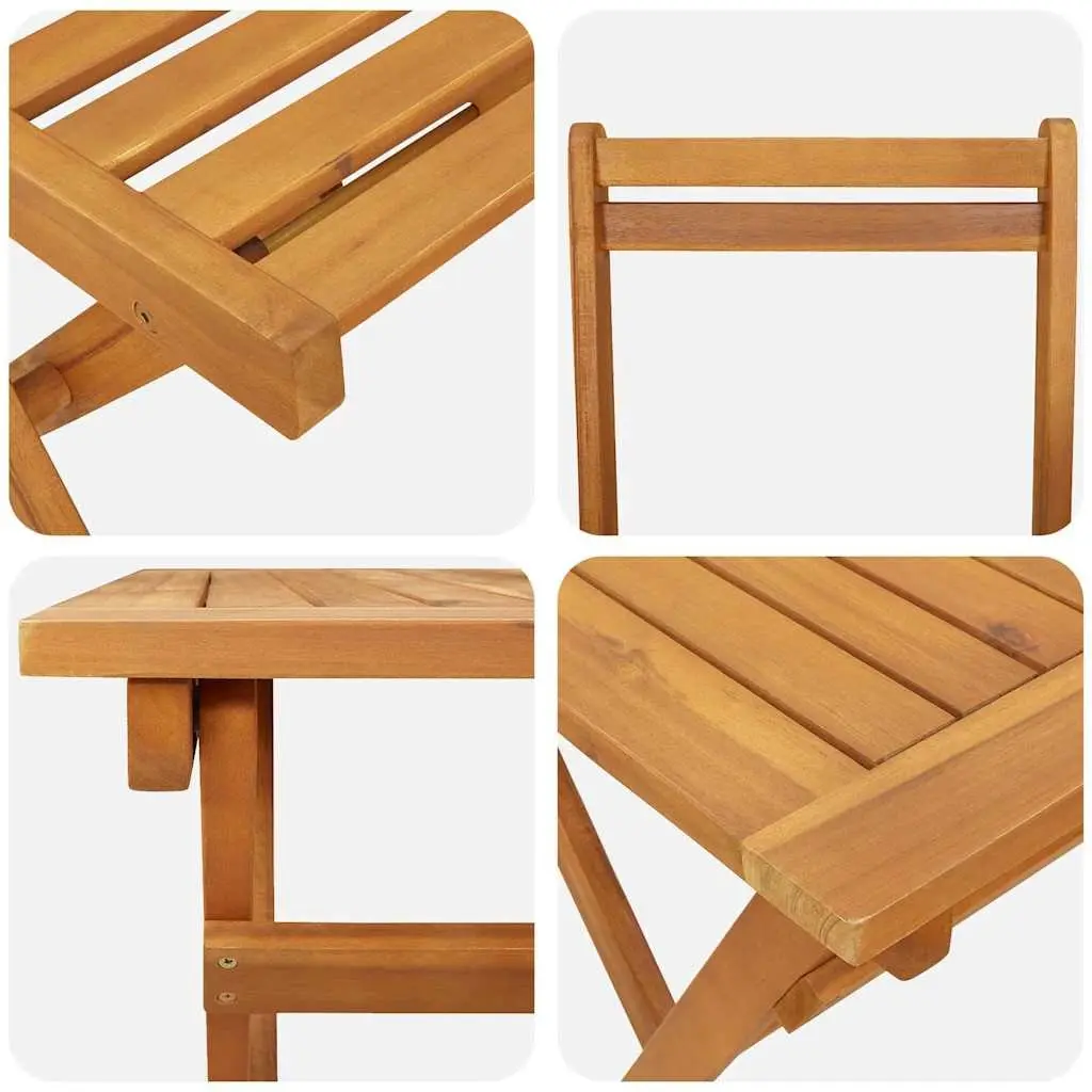 5 Piece Outdoor Folding Bistro Set Brown Acacia Wood Garden Furniture Table and Chairs