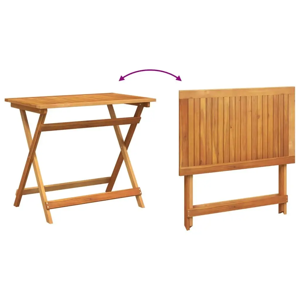 5 Piece Outdoor Folding Bistro Set Brown Acacia Wood Garden Furniture Table and Chairs