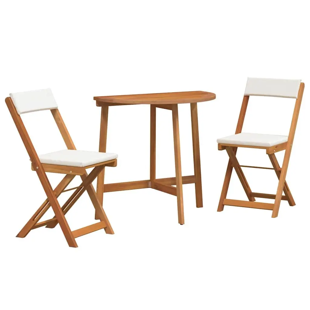 Bistro Set 3 Pcs Outdoor Garden Patio Furniture with Cushions Foldable Chairs