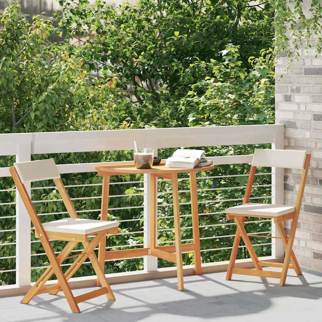 Bistro Set 3 Pcs Outdoor Garden Patio Furniture with Cushions Foldable Chairs