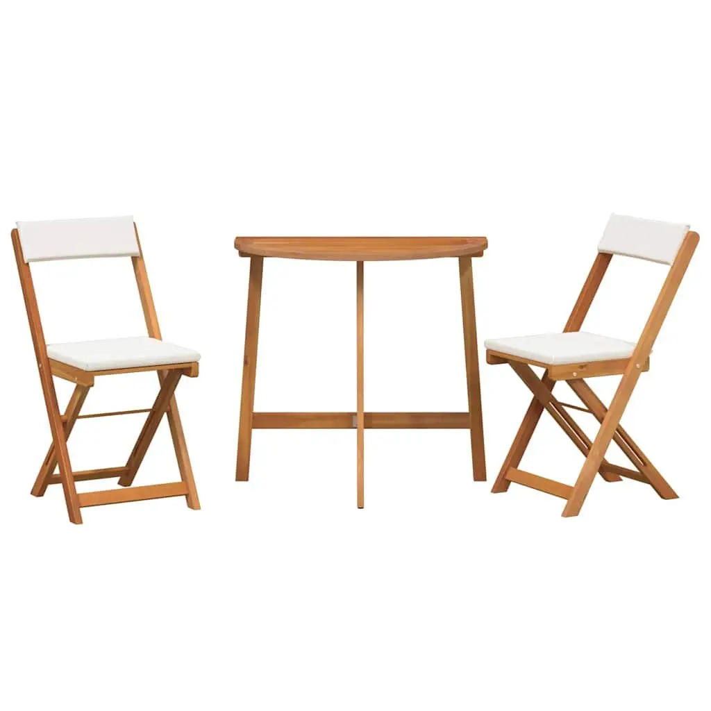 Bistro Set 3 Pcs Outdoor Garden Patio Furniture with Cushions Foldable Chairs