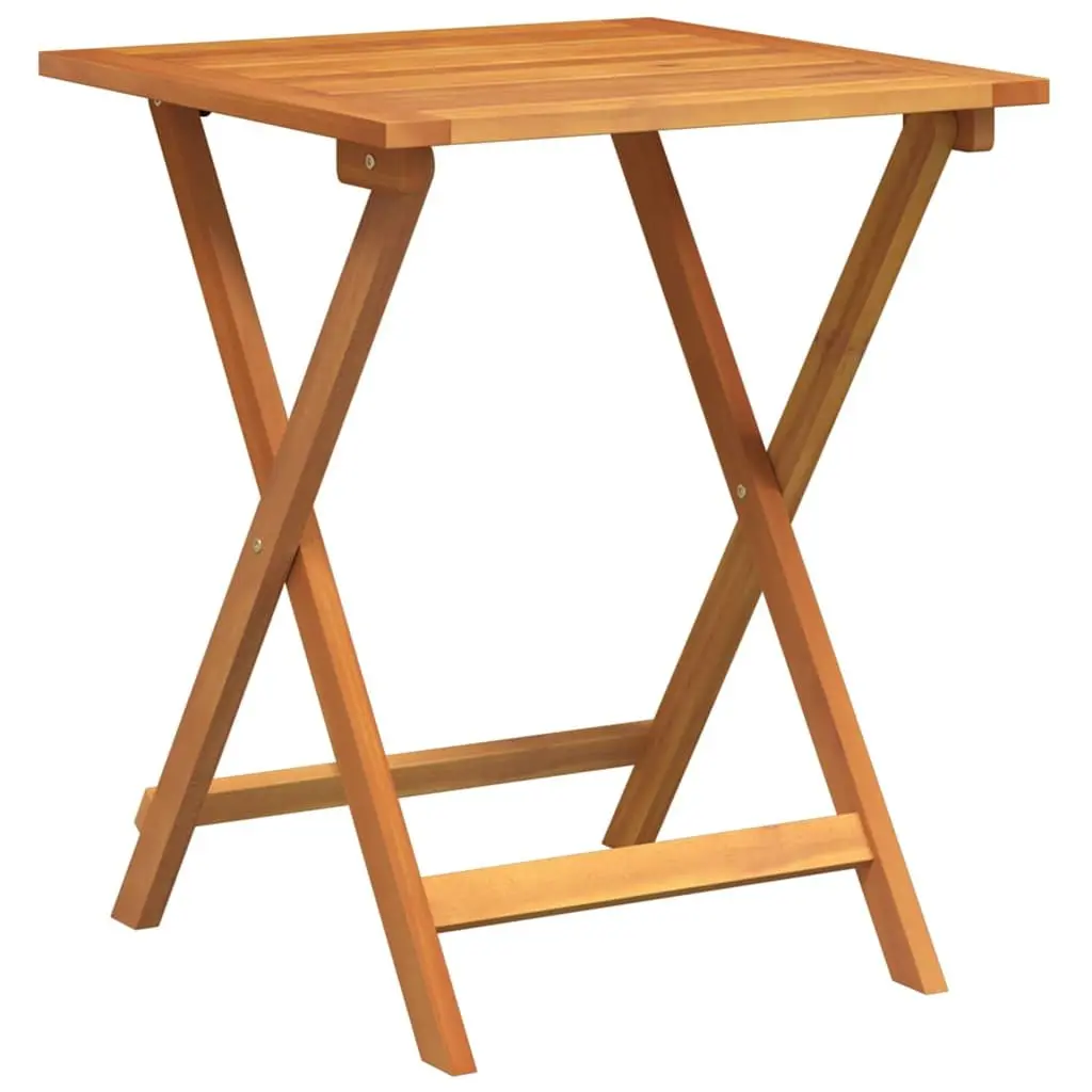 Folding Outdoor Bistro Set Compact Garden Furniture 3 Piece Acacia Wood Table and Chairs Brown