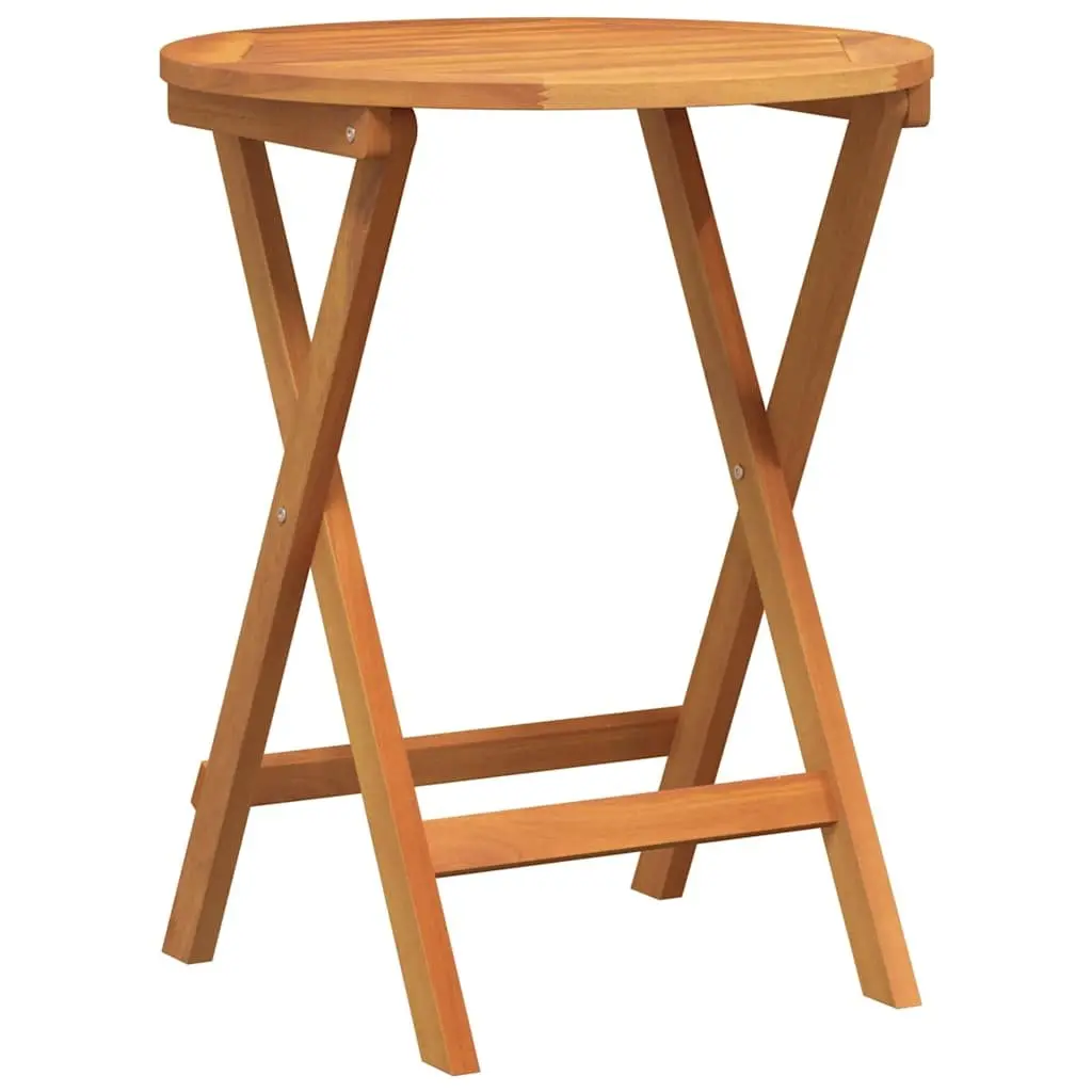 Folding Bistro Set 3 Piece Brown Acacia Wood Compact Outdoor Dining Table and Chairs