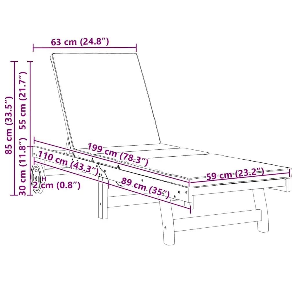 Sun Lounger Reclining Chair Adjustable Backrest Footrest Garden Outdoor Seating