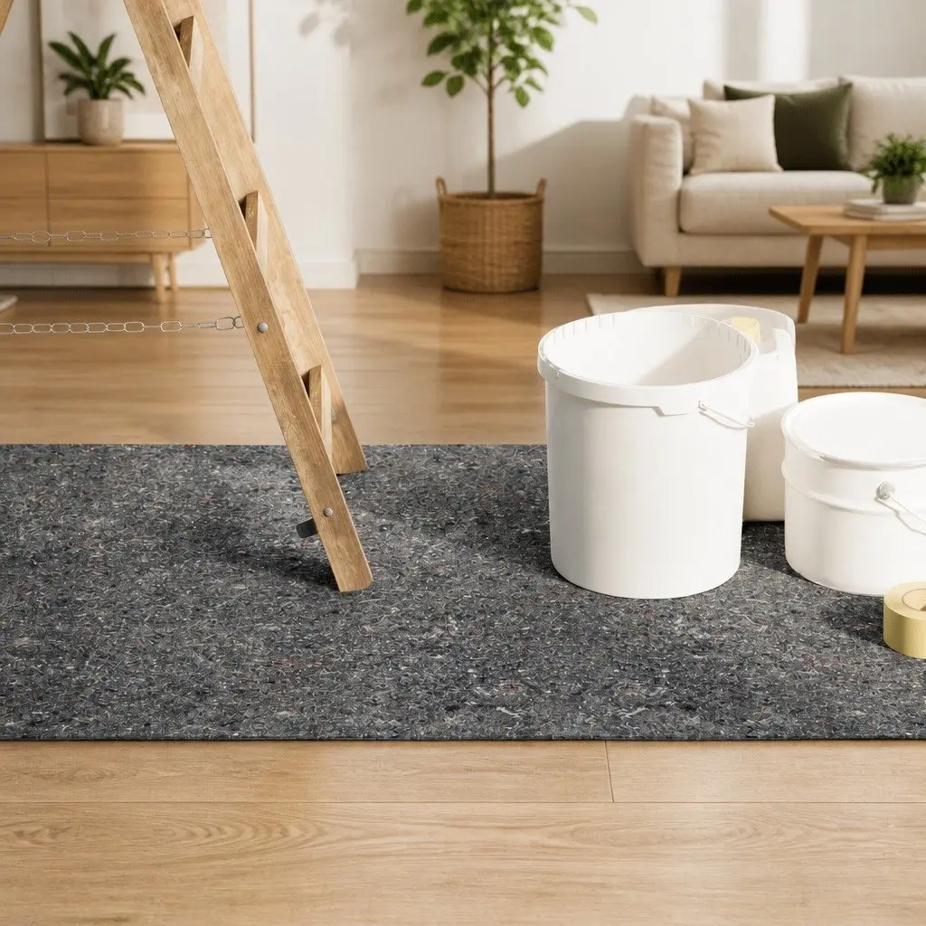 Non-slip Floor Protection Fleece 10m x 1m Grey Absorbent Non-woven Material for Painting Dust Cover