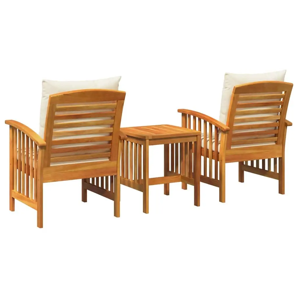 Outdoor Armchair and Table Set Solid Acacia Wood 3 Piece Brown