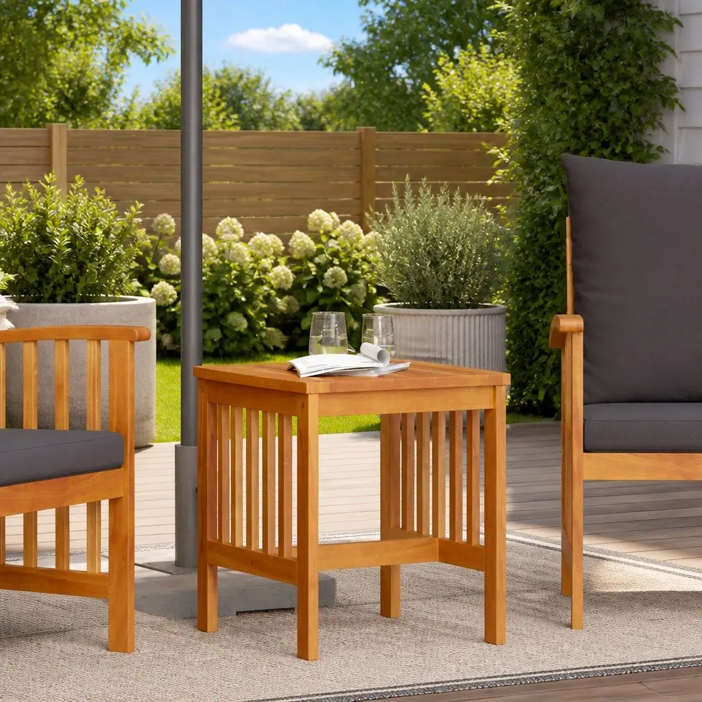 Outdoor Side Table Solid Acacia Wood Brown Natural