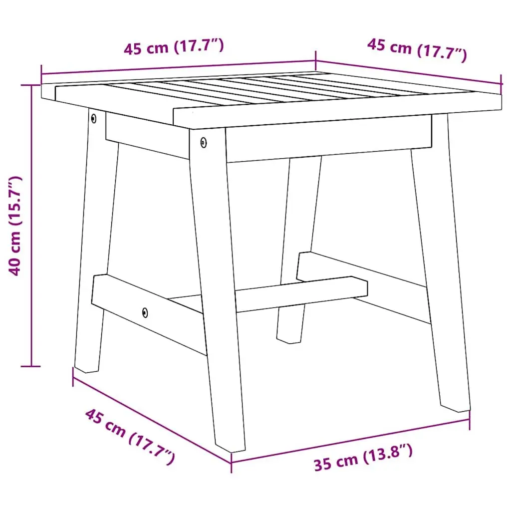 Solid Acacia Wood Side Table Outdoor Garden Furniture Oil Natural 45x45x40cm