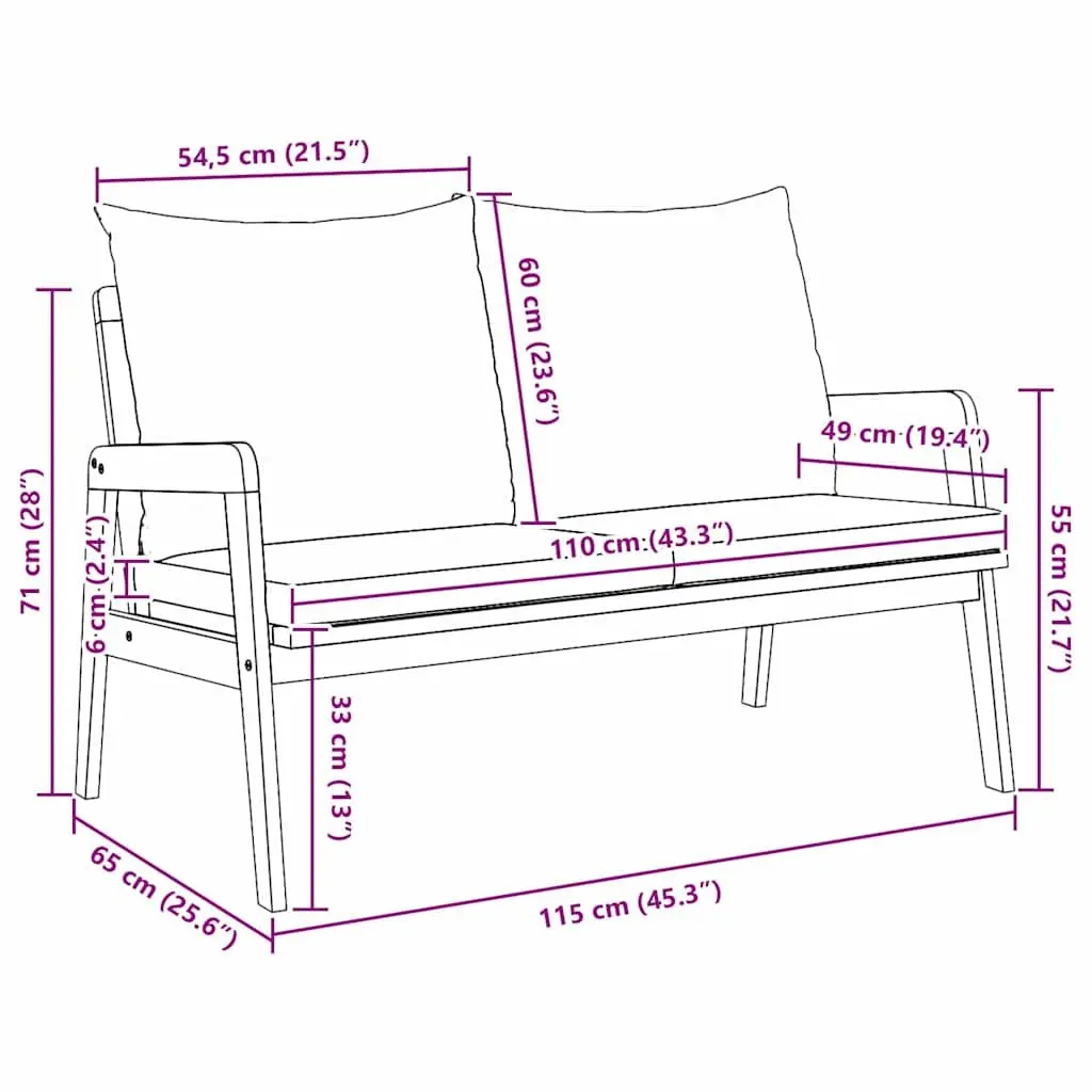 Garden Bench Solid Acacia Wood Oil Outdoor Seating Terrace Furniture