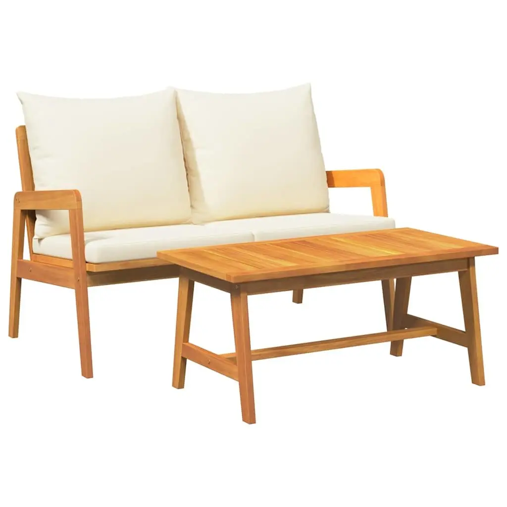 Outdoor Sectional Sofa Unit 2 Piece Garden Furniture Set with Cushion Brown